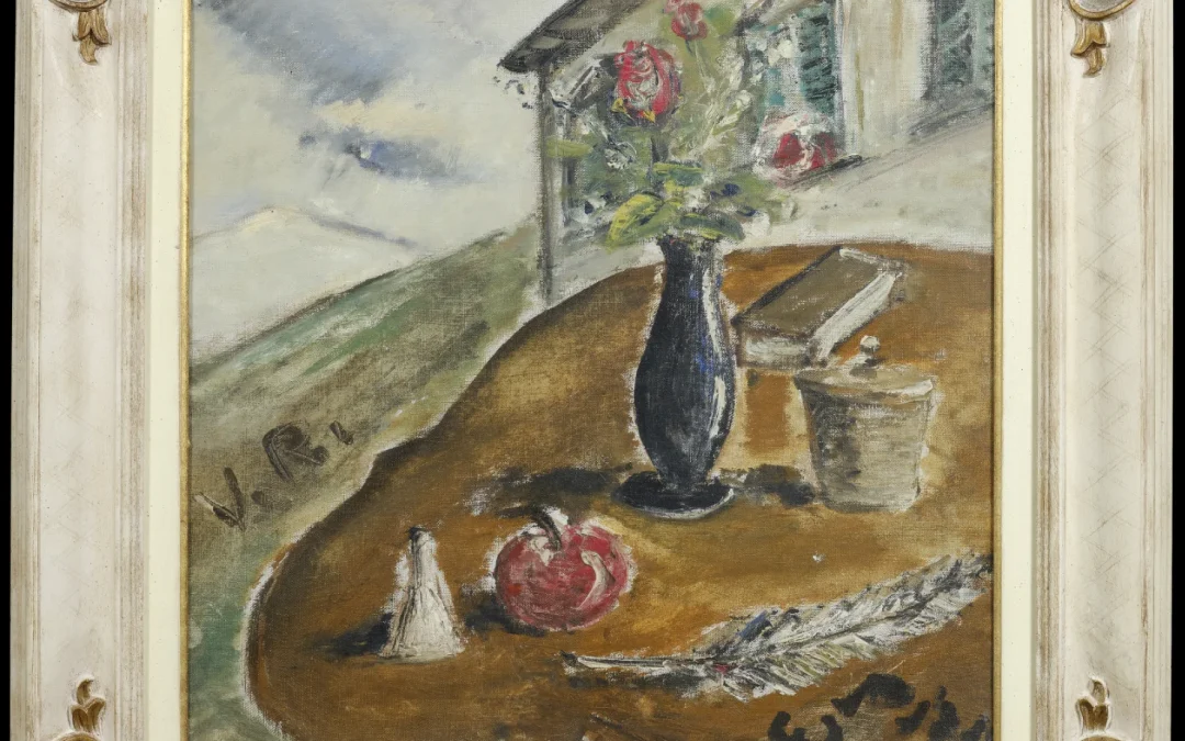 Filippo De Pisis – Natura morta con casa e tavolo
